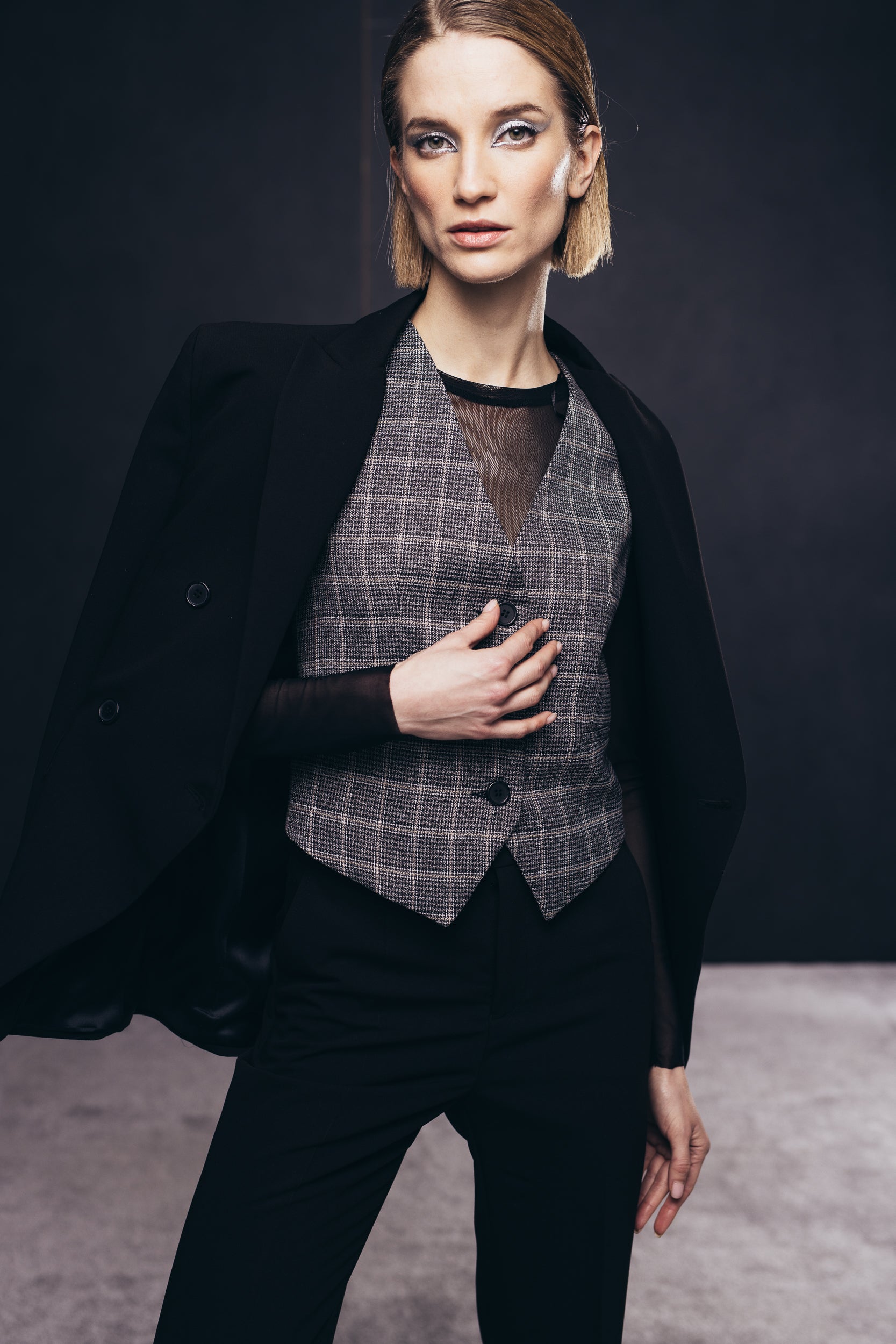 Tailored waistcoat in check print