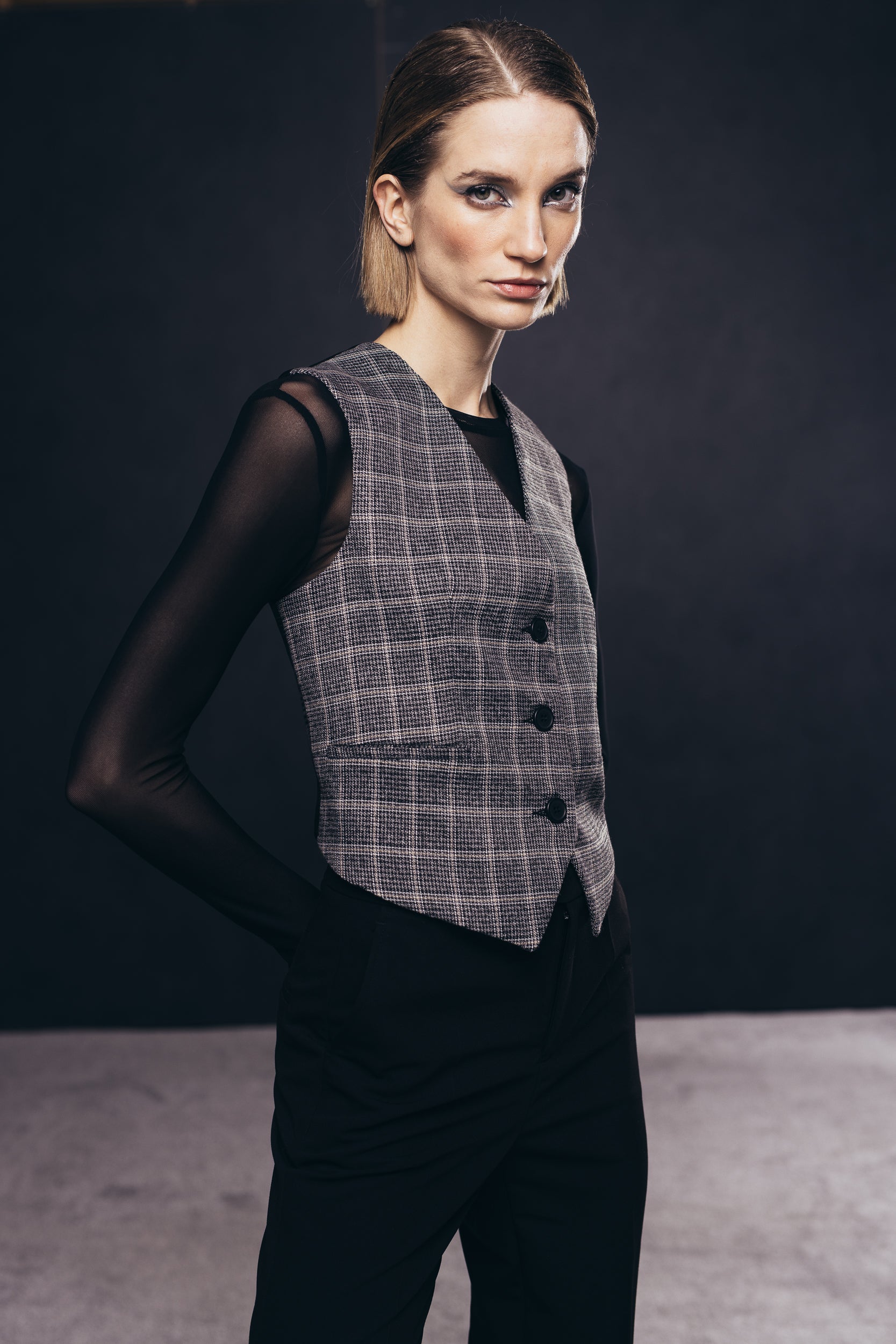 Tailored waistcoat in check print