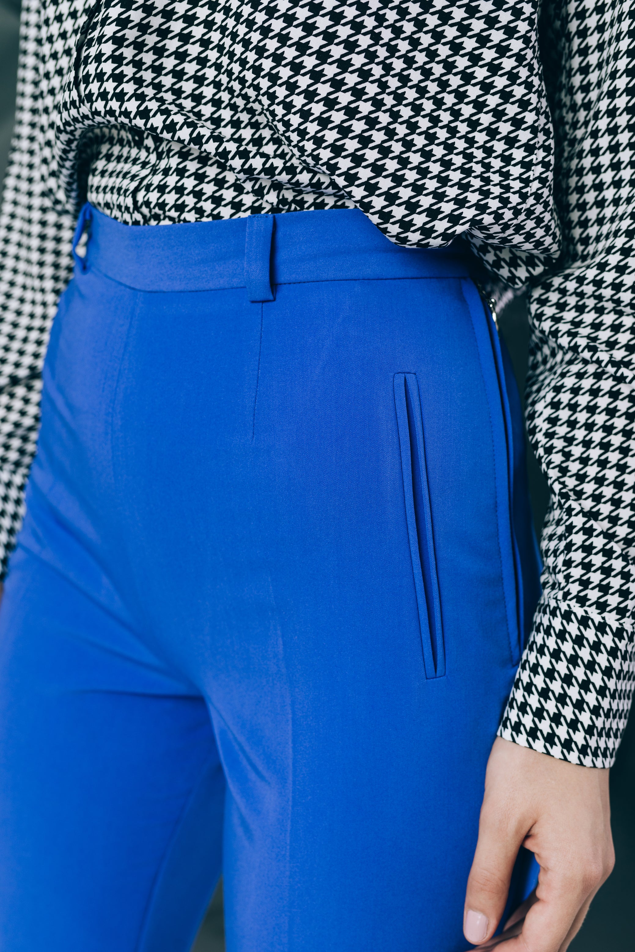 High-waist trousers in spectrum blue
