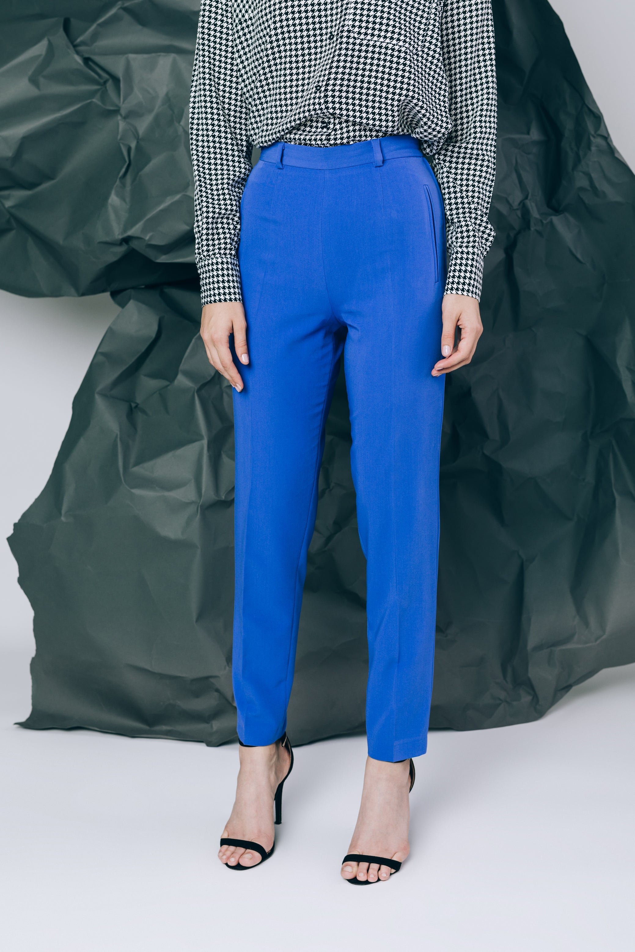 High-waist trousers in spectrum blue